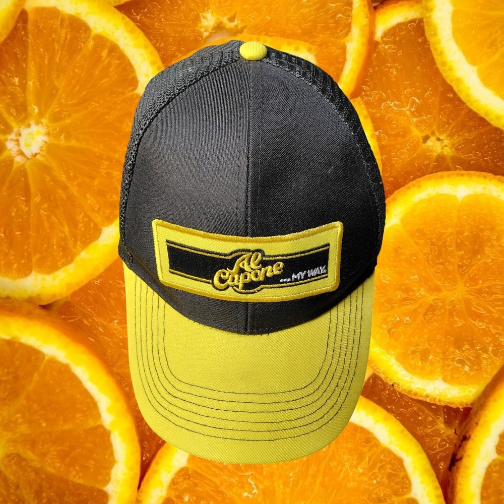 Al Capone Trucker Hat Snapback Black Yellow Mesh Adjustable‎ Mens
